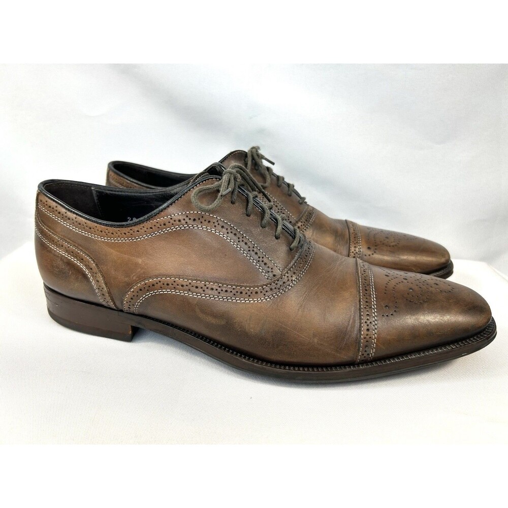 To Boot New York Lace Up Mens 9.5 Brown Leather Cap Toe Dress Shoes Adam Derrick